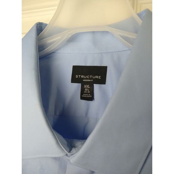 Structure Men's XXL Shirt Blue Modern Fit Long Sleeve Collared Button - Picture 3 of 10